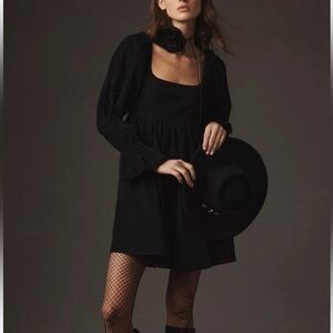 NWT Anthropologie Pilcro Corduroy Babydoll Dress Black size XS